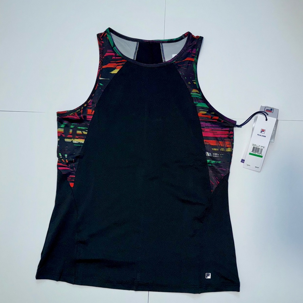 Fila Black and Multicolor Women's Tank Top